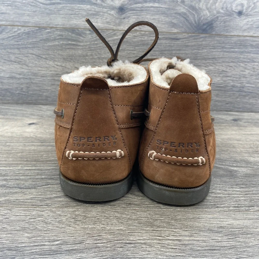 Sperry Top-Sider Chukka Boat Shoes Mens 13 Brown Shearling Lined Leather Boots